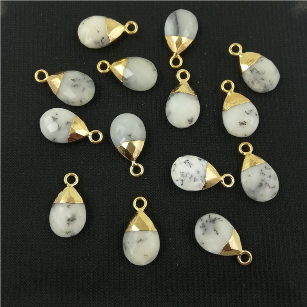 13x9mm Pear Cut Dendrite Opal Pendant Handmade Gemstone for Necklace and Bracelet Making