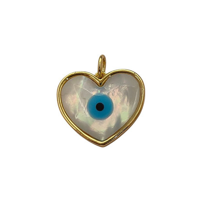 Handmade Designer Heart Evil Eye Pendant in 18K Gold Plated Finish, Lucky Protection Charm for DIY Jewelry Making- Selling Per Piece