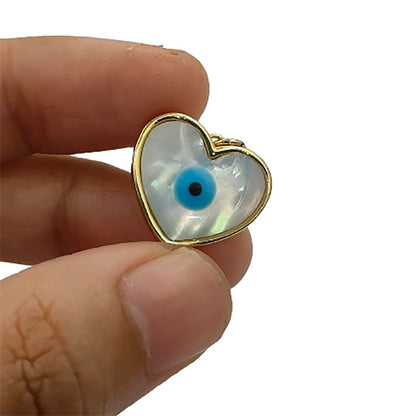 Handmade Designer Heart Evil Eye Pendant in 18K Gold Plated Finish, Lucky Protection Charm for DIY Jewelry Making- Selling Per Piece