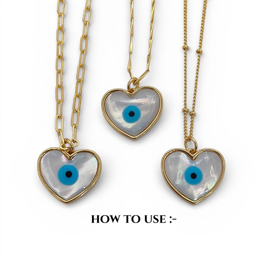 Handmade Designer Heart Evil Eye Pendant in 18K Gold Plated Finish, Lucky Protection Charm for DIY Jewelry Making- Selling Per Piece