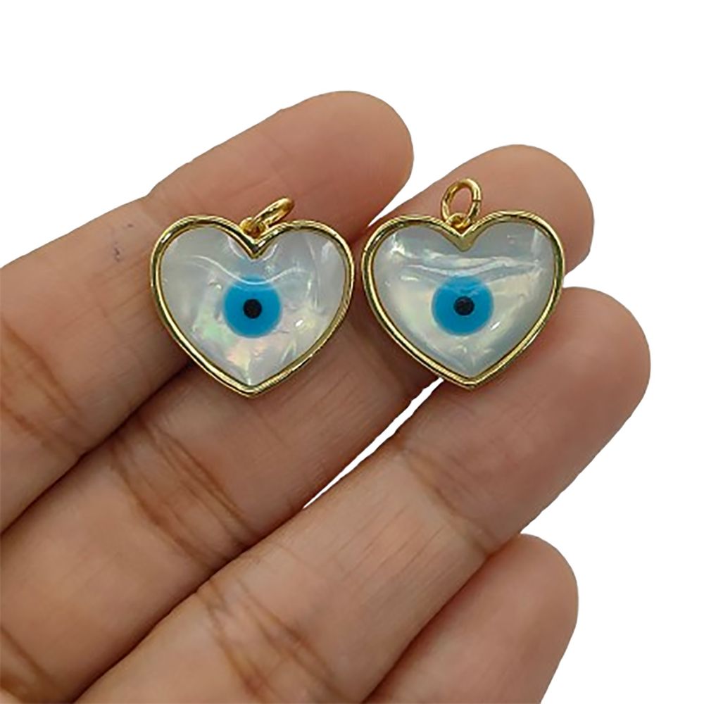 Handmade Designer Heart Evil Eye Pendant in 18K Gold Plated Finish, Lucky Protection Charm for DIY Jewelry Making- Selling Per Piece