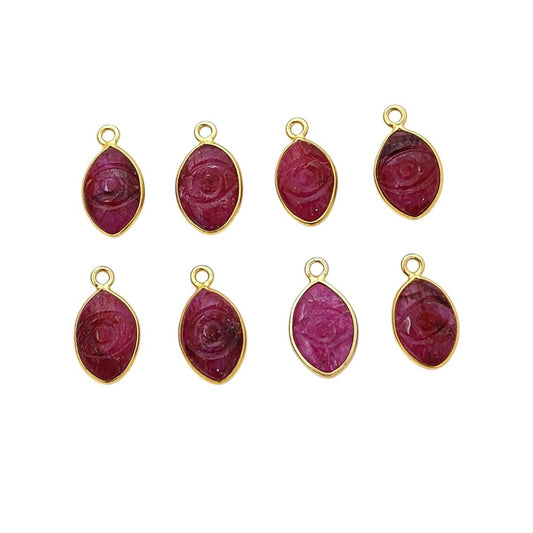 Handmade Dyed Ruby Evil Eye Pendant in Gold Plated Sterling Silver Spiritual Crystal Jewelry Charm- Selling Per Piece