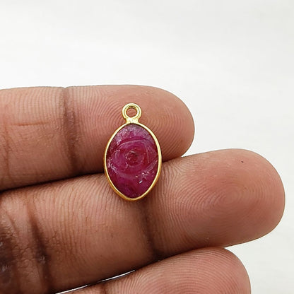 Handmade Dyed Ruby Evil Eye Pendant in Gold Plated Sterling Silver Spiritual Crystal Jewelry Charm- Selling Per Piece