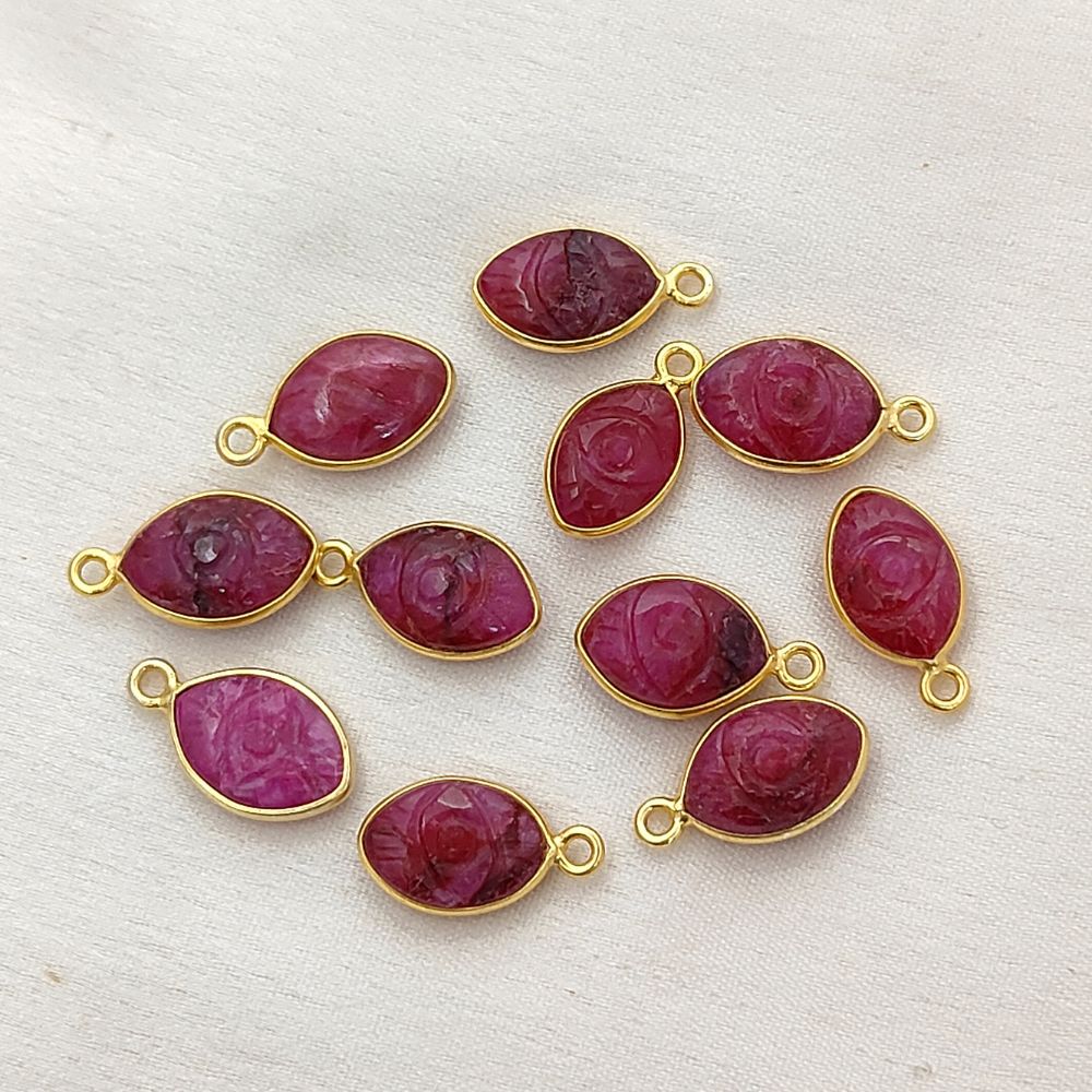 Handmade Dyed Ruby Evil Eye Pendant in Gold Plated Sterling Silver Spiritual Crystal Jewelry Charm- Selling Per Piece