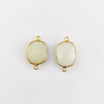 White Moonstone Free Form Bezel Connector 12–15mm, Perfect DIY Gemstone Component for Necklaces and Bracelets- Selling Per Piece