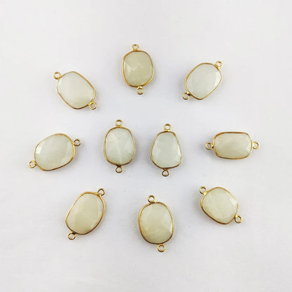 White Moonstone Free Form Bezel Connector 12–15mm, Perfect DIY Gemstone Component for Necklaces and Bracelets- Selling Per Piece