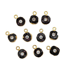Handmade Garnet Birthstone Pendant Raw 8-10mm Rough Gemstone with 3mm CZ in Gold Finish- Selling Per Piece