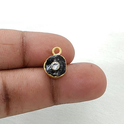 Handmade Garnet Birthstone Pendant Raw 8-10mm Rough Gemstone with 3mm CZ in Gold Finish- Selling Per Piece