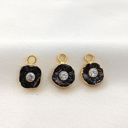 Handmade Garnet Birthstone Pendant Raw 8-10mm Rough Gemstone with 3mm CZ in Gold Finish- Selling Per Piece