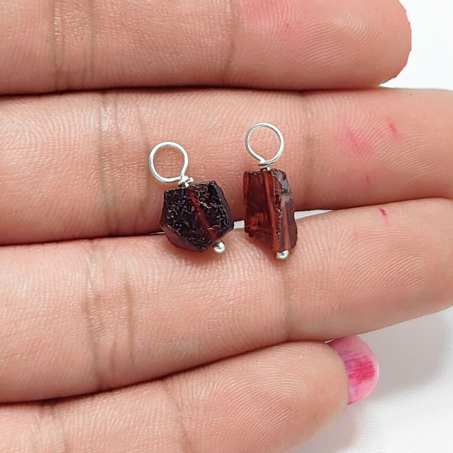Handmade Garnet Crystal Pendant 7–10mm Natural May Birthstone Charm in Solid 925 Sterling Silver for Jewelry Designers