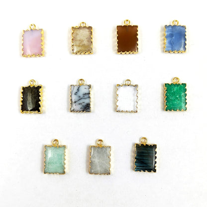 Unique Zig Zag Edge Gemstone Pendant - Gold & Silver Electroplated
