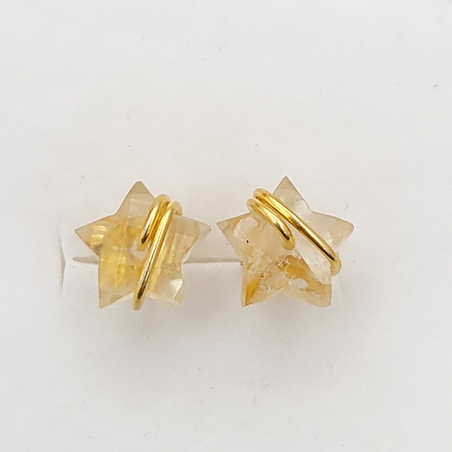 Handmade Golden Rutile Star Studs in Gold Plated Sterling Silver 10mm Rutilated Quartz Earrings- Selling Per Pair