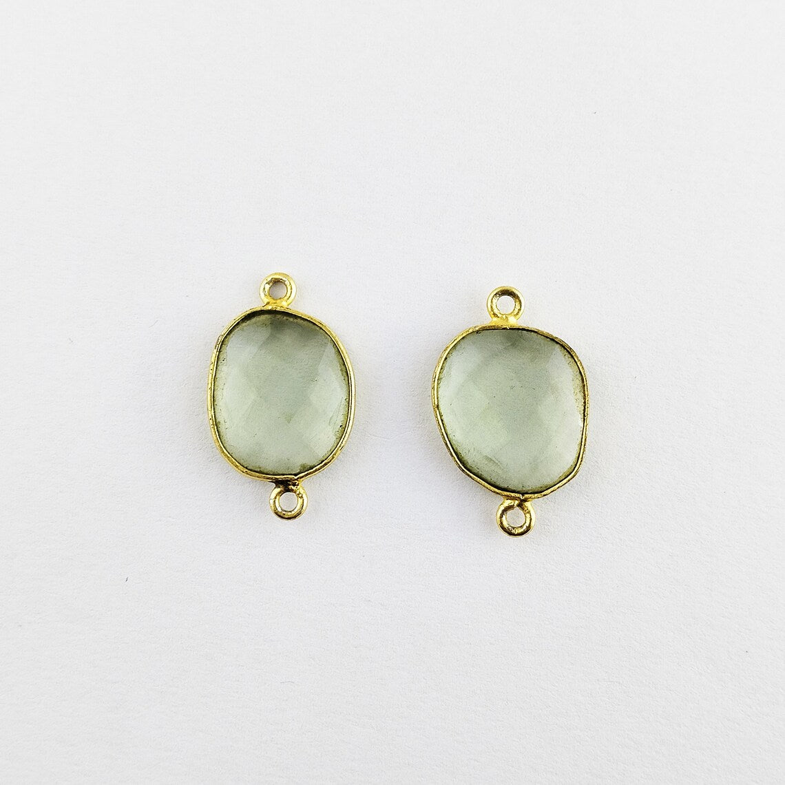 Handcrafted 12–15mm Green Amethyst Bezel Connector, Free Form Gold Plated Stone Link for DIY Jewelry Projects- Selling Per Piece