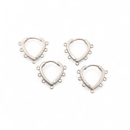 Handmade Jewelry Findings Gold Heart Hoops & Silver Multi Loop Earring Making Components- Selling by Pair
