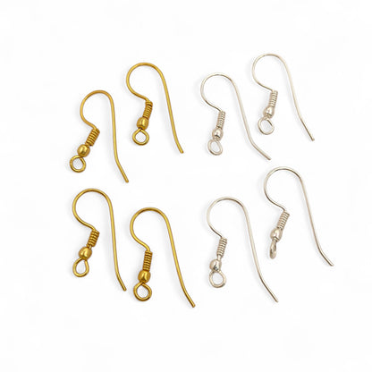 Handmade Jewelry Making Findings Gold Plated Coil and Ball Long Earwire French Hooks, DIY Earring Craft Supplies- Selling Per Pair