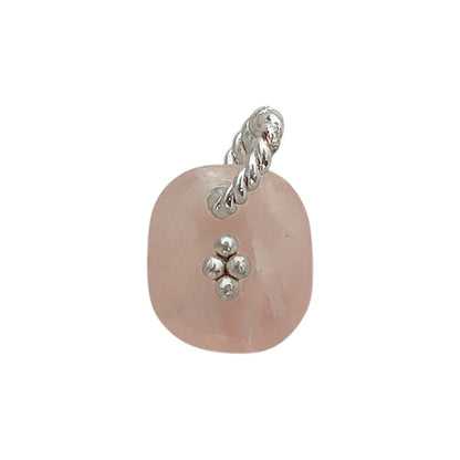 Rose Quartz Boho Pendant Charm Natural Pink Crystal Jewelry Supply Twisted Hoop Cluster Beads Gold/Silver Necklac