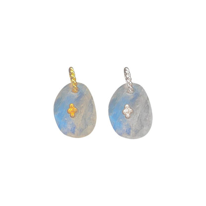 Flashy Rainbow Moonstone Pendant Charm Freeform Crystal Jewelry Supply Cluster Design Gold/Silver Plated June Birthstone Gift