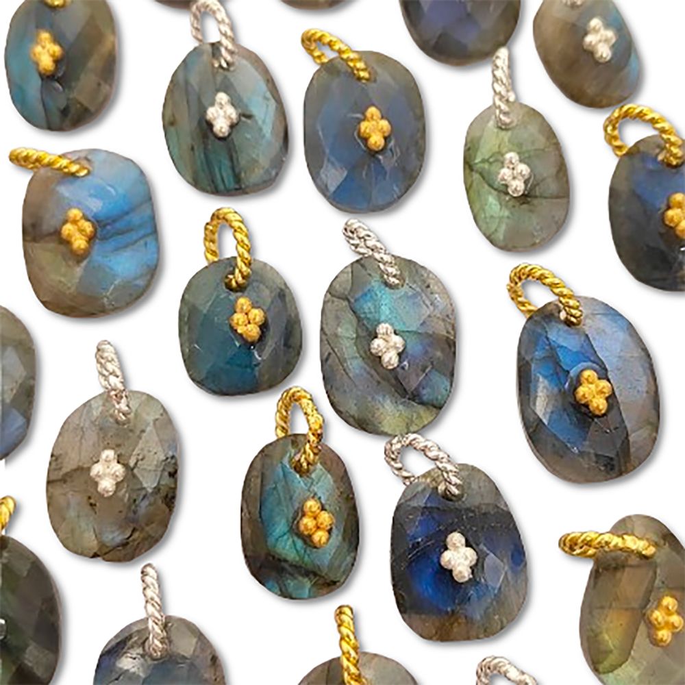 Handmade Labradorite Pendant Charm Freeform Gemstone Jewelry Supply Flashy Crystal Stone Cluster Bail Gold/Silver Gift for Women