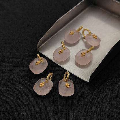 Rose Quartz Boho Pendant Charm Natural Pink Crystal Jewelry Supply Twisted Hoop Cluster Beads Gold/Silver Necklac