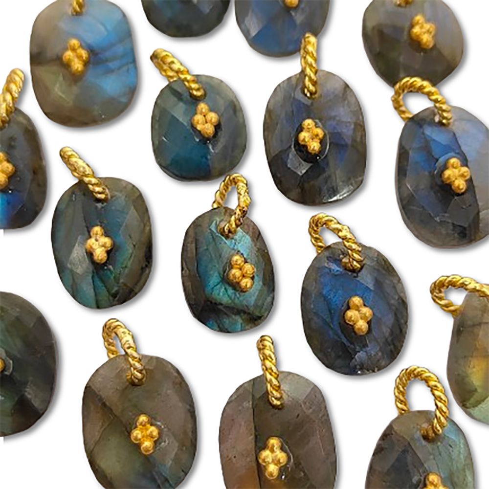 Handmade Labradorite Pendant Charm Freeform Gemstone Jewelry Supply Flashy Crystal Stone Cluster Bail Gold/Silver Gift for Women