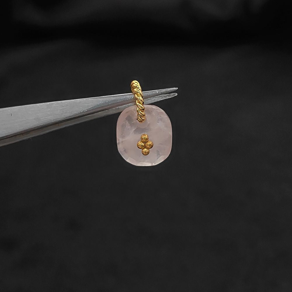 Rose Quartz Boho Pendant Charm Natural Pink Crystal Jewelry Supply Twisted Hoop Cluster Beads Gold/Silver Necklac