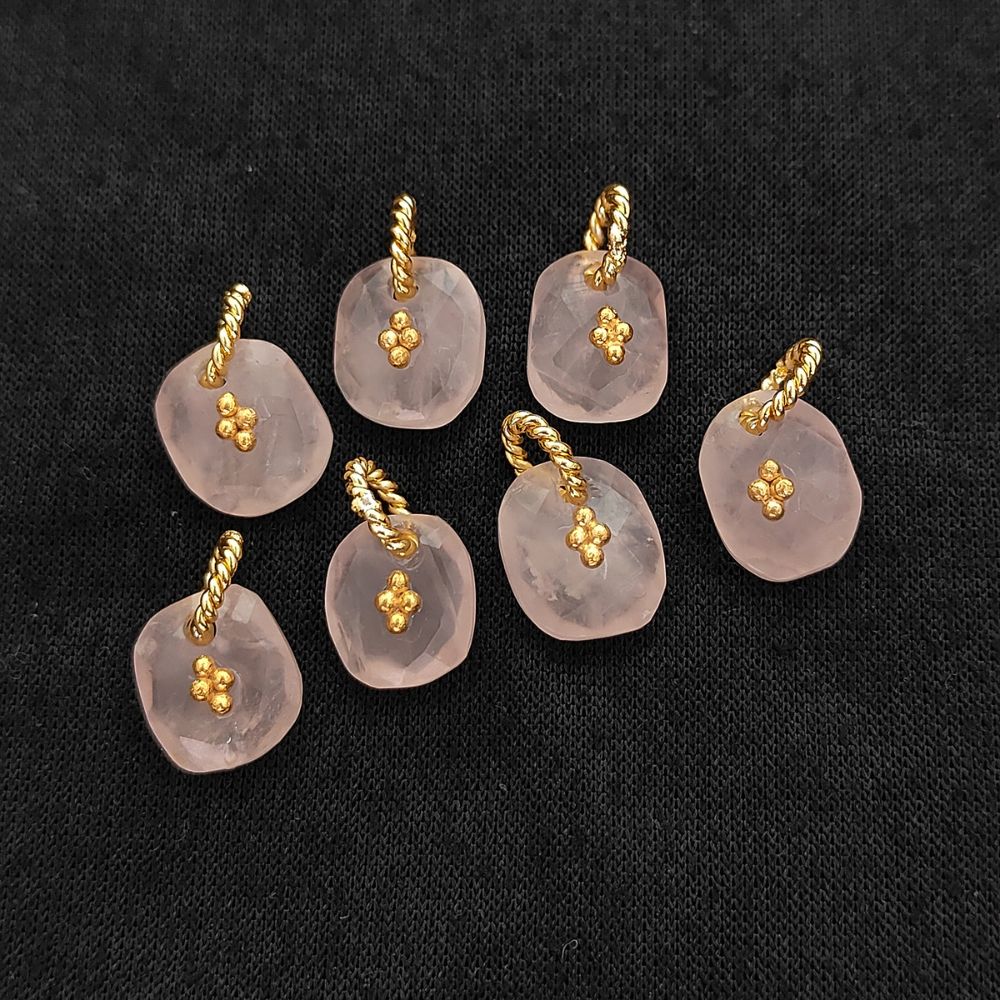 Rose Quartz Boho Pendant Charm Natural Pink Crystal Jewelry Supply Twisted Hoop Cluster Beads Gold/Silver Necklac