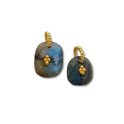 Handmade Labradorite Pendant Charm Freeform Gemstone Jewelry Supply Flashy Crystal Stone Cluster Bail Gold/Silver Gift for Women