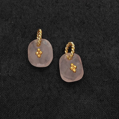 Rose Quartz Boho Pendant Charm Natural Pink Crystal Jewelry Supply Twisted Hoop Cluster Beads Gold/Silver Necklac