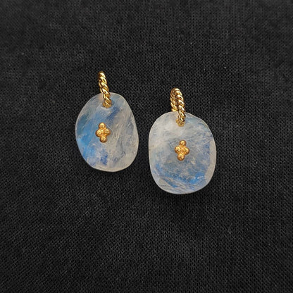 Flashy Rainbow Moonstone Pendant Charm Freeform Crystal Jewelry Supply Cluster Design Gold/Silver Plated June Birthstone Gift