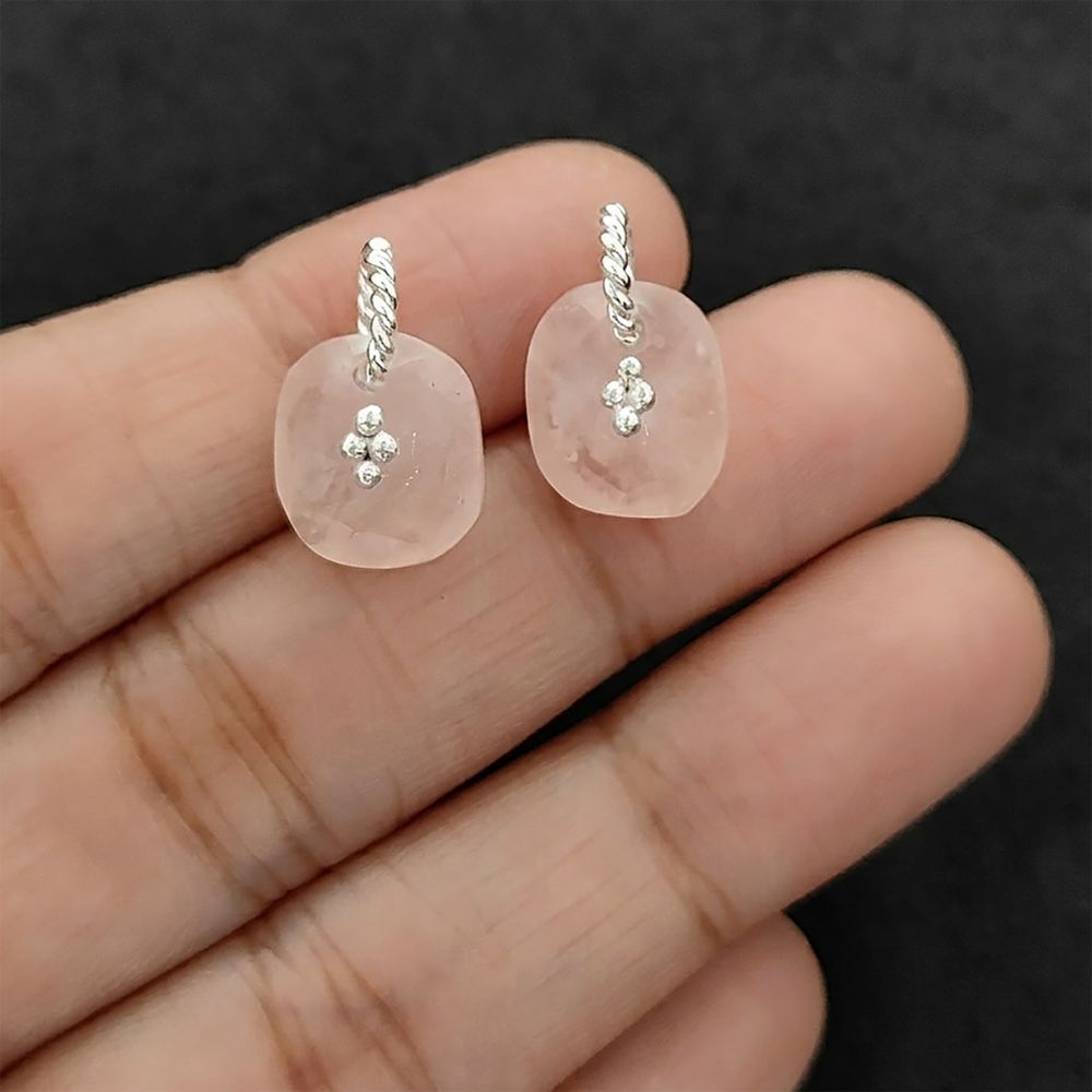 Rose Quartz Boho Pendant Charm Natural Pink Crystal Jewelry Supply Twisted Hoop Cluster Beads Gold/Silver Necklac