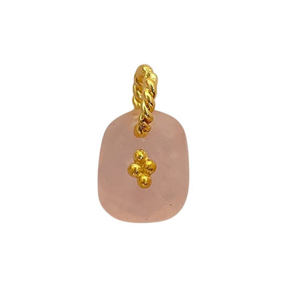 Rose Quartz Boho Pendant Charm Natural Pink Crystal Jewelry Supply Twisted Hoop Cluster Beads Gold/Silver Necklac