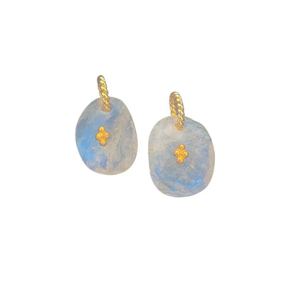 Flashy Rainbow Moonstone Pendant Charm Freeform Crystal Jewelry Supply Cluster Design Gold/Silver Plated June Birthstone Gift
