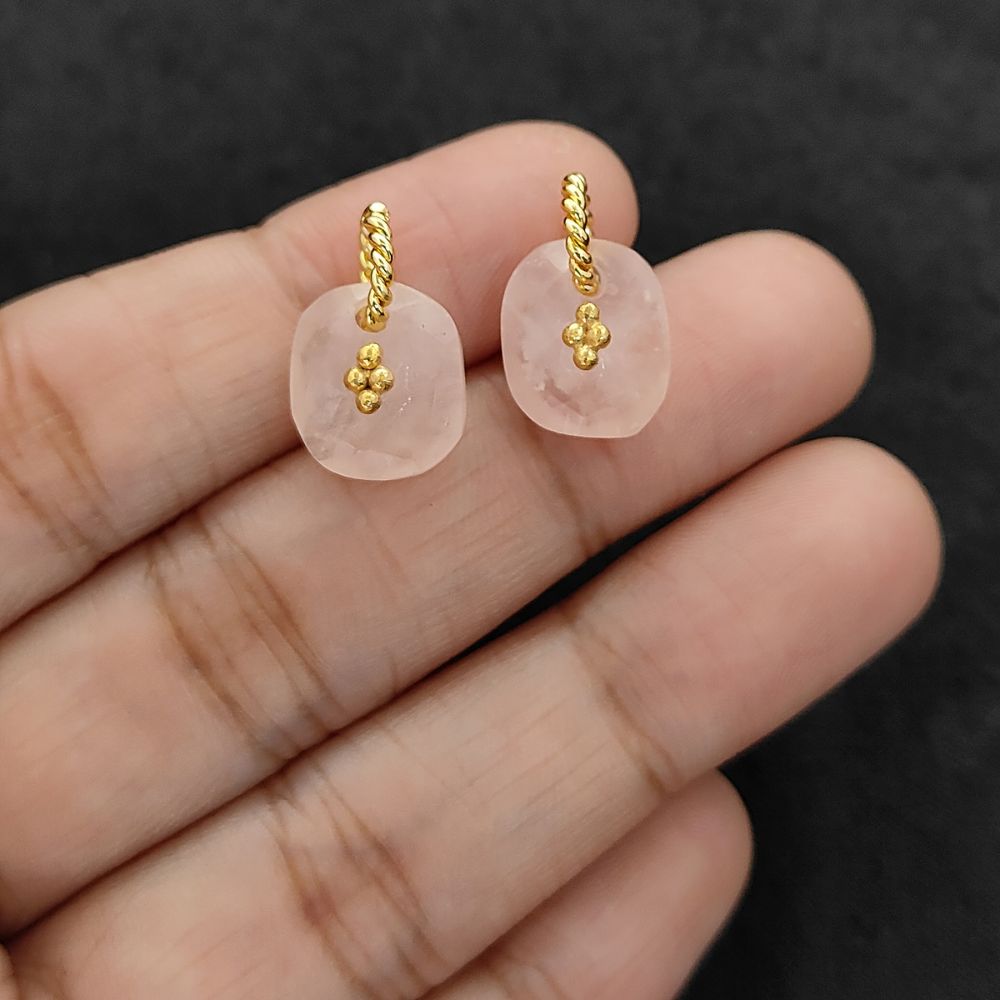 Rose Quartz Boho Pendant Charm Natural Pink Crystal Jewelry Supply Twisted Hoop Cluster Beads Gold/Silver Necklac