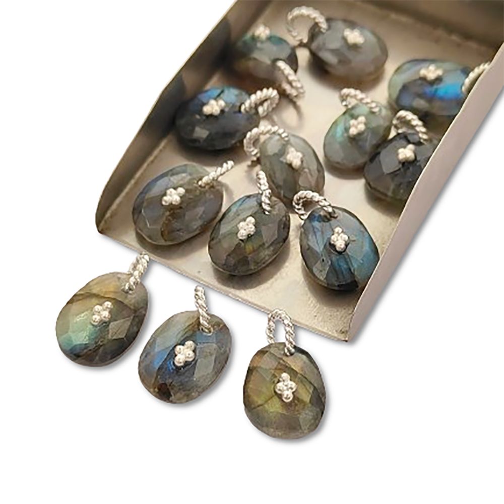Handmade Labradorite Pendant Charm Freeform Gemstone Jewelry Supply Flashy Crystal Stone Cluster Bail Gold/Silver Gift for Women