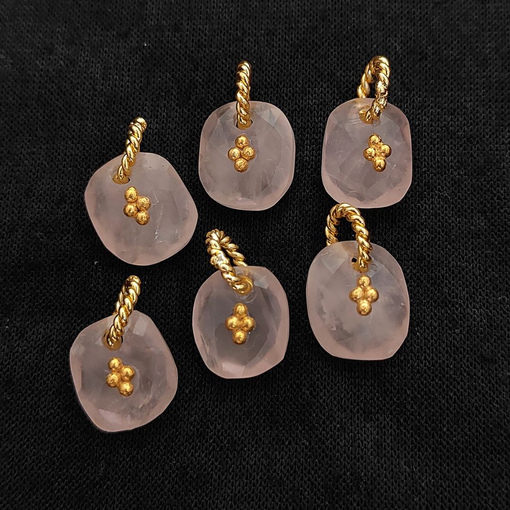 Rose Quartz Boho Pendant Charm Natural Pink Crystal Jewelry Supply Twisted Hoop Cluster Beads Gold/Silver Necklac