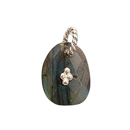 Handmade Labradorite Pendant Charm Freeform Gemstone Jewelry Supply Flashy Crystal Stone Cluster Bail Gold/Silver Gift for Women
