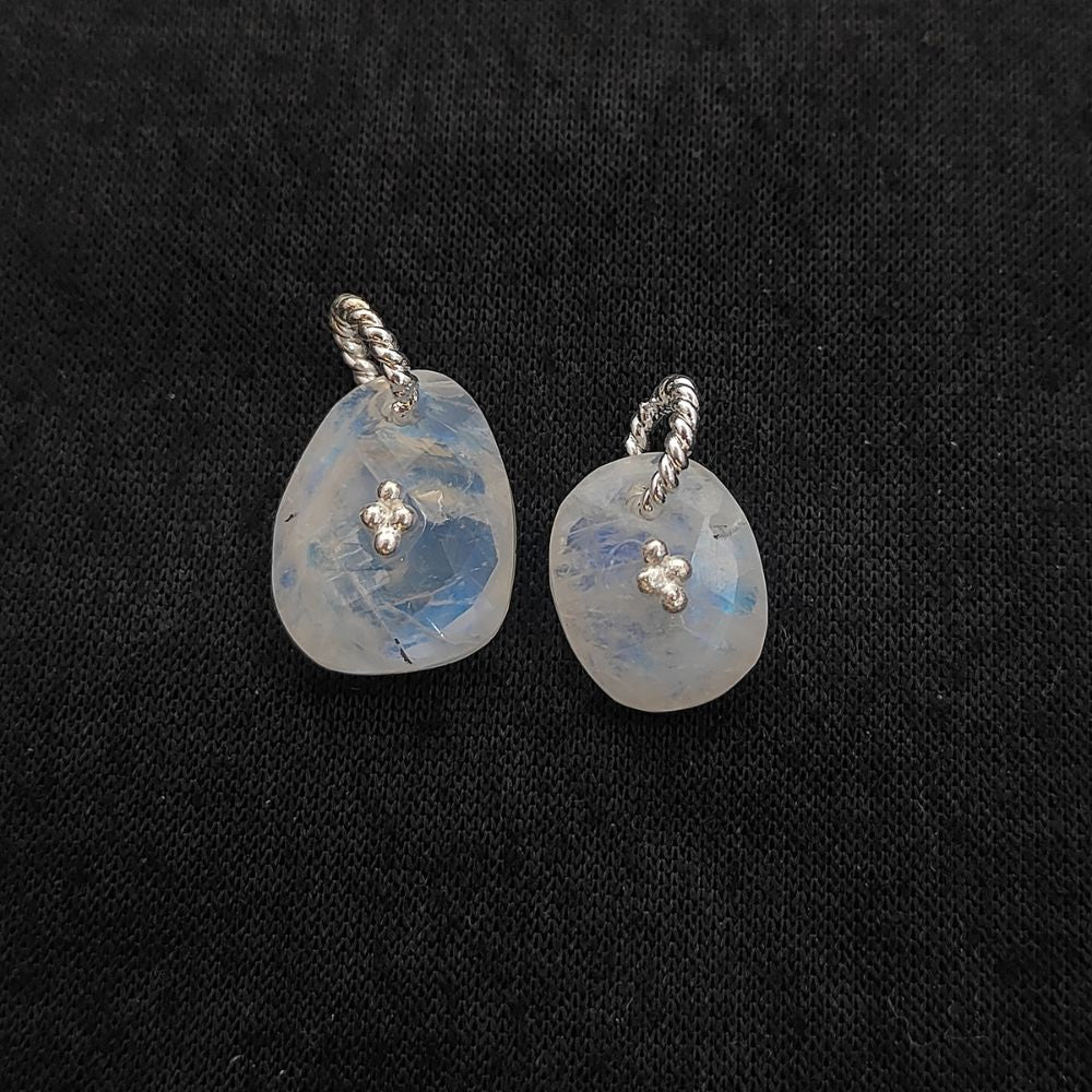 Flashy Rainbow Moonstone Pendant Charm Freeform Crystal Jewelry Supply Cluster Design Gold/Silver Plated June Birthstone Gift