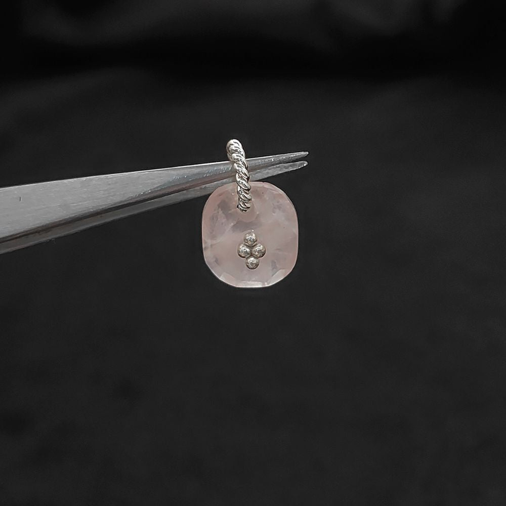 Rose Quartz Boho Pendant Charm Natural Pink Crystal Jewelry Supply Twisted Hoop Cluster Beads Gold/Silver Necklac