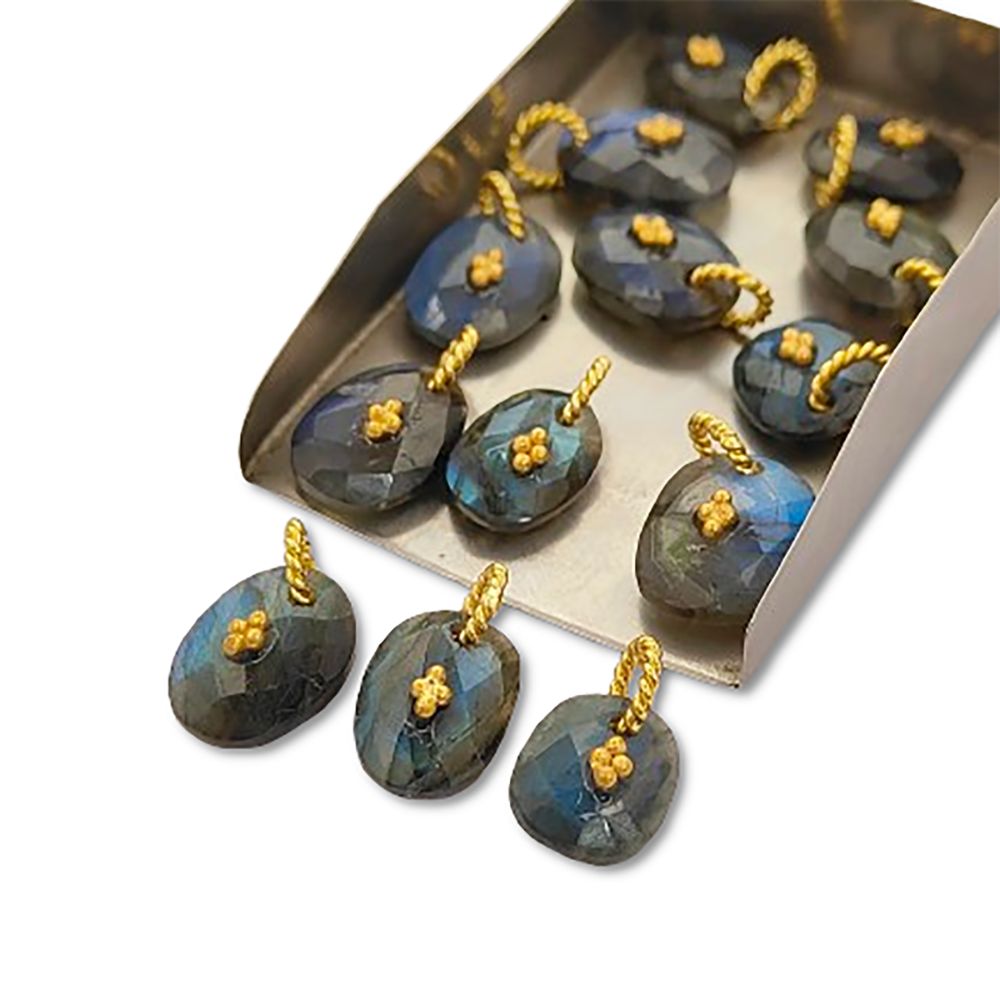 Handmade Labradorite Pendant Charm Freeform Gemstone Jewelry Supply Flashy Crystal Stone Cluster Bail Gold/Silver Gift for Women