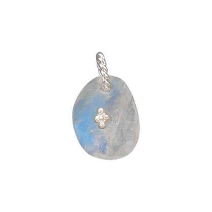 Flashy Rainbow Moonstone Pendant Charm Freeform Crystal Jewelry Supply Cluster Design Gold/Silver Plated June Birthstone Gift