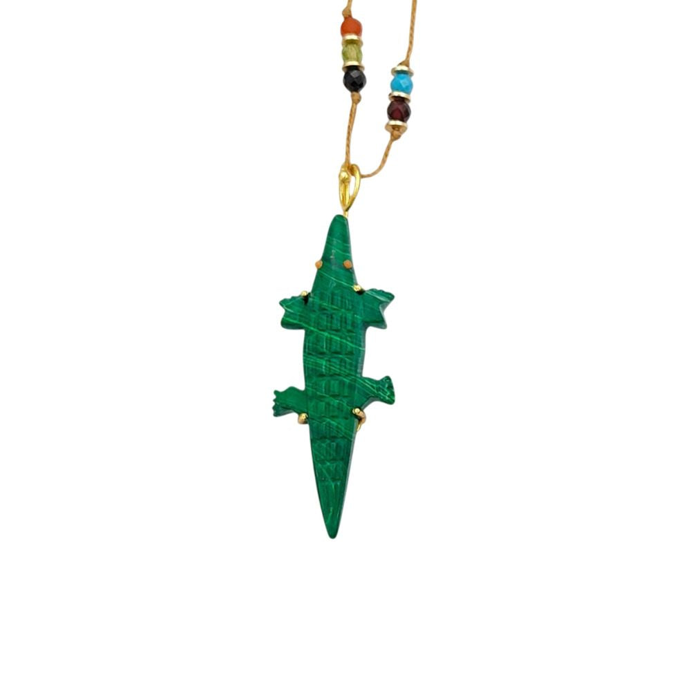 Handmade Malachite Gemstone Pendant for Necklace Gold Plated Boho Nature Inspired Jewelry