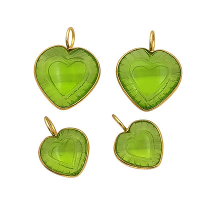 Handmade Peridot Quartz Heart Pendant Loving Heart Gemstone Charm in Gold Plated Silver August Birthstone Gift- Selling Per Piece