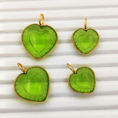 Handmade Peridot Quartz Heart Pendant Loving Heart Gemstone Charm in Gold Plated Silver August Birthstone Gift- Selling Per Piece