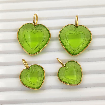 Handmade Peridot Quartz Heart Pendant Loving Heart Gemstone Charm in Gold Plated Silver August Birthstone Gift- Selling Per Piece