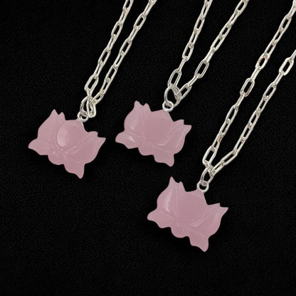 Handmade Pink Chalcedony Lotus Pendant Everyday Healing Necklace for Women- Selling Per Piece