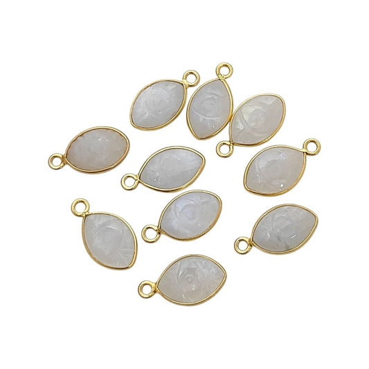 Handmade Rainbow Moonstone Evil Eye Pendant in Gold Plated Sterling Silver Unique Hand-Carved Crystal Charm- Selling Per Piece