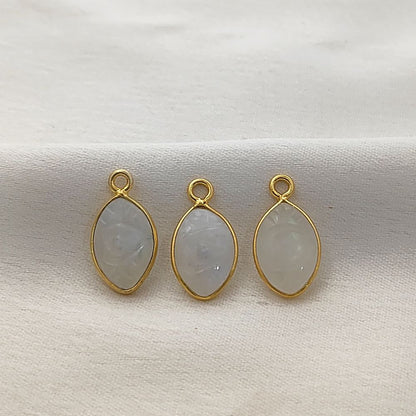 Handmade Rainbow Moonstone Evil Eye Pendant in Gold Plated Sterling Silver Unique Hand-Carved Crystal Charm- Selling Per Piece