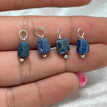Handmade September Birthstone Sapphire Pendant 7–10mm Raw Blue Crystal Jewelry for Artisan & DIY Designs