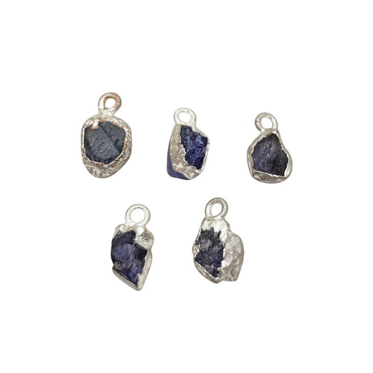 Raw Tanzanite Pendant Silver Electroplated December Birthstone Handcrafted Minimalist Jewelry- Selling Per Piece
