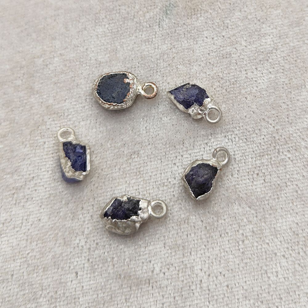 Raw Tanzanite Pendant Silver Electroplated December Birthstone Handcrafted Minimalist Jewelry- Selling Per Piece
